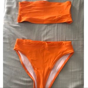 Bright orange high waisted bikini